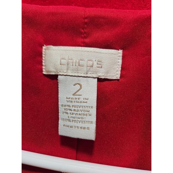 Chico’s Red Smooth Plus Kelly Ann Blazer Jacket Size 2 Size 12 - Picture 2 of 7